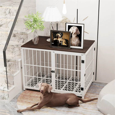 Multifunctional Wooden Dog Crate With Removable Tray - Omega Lifestyles