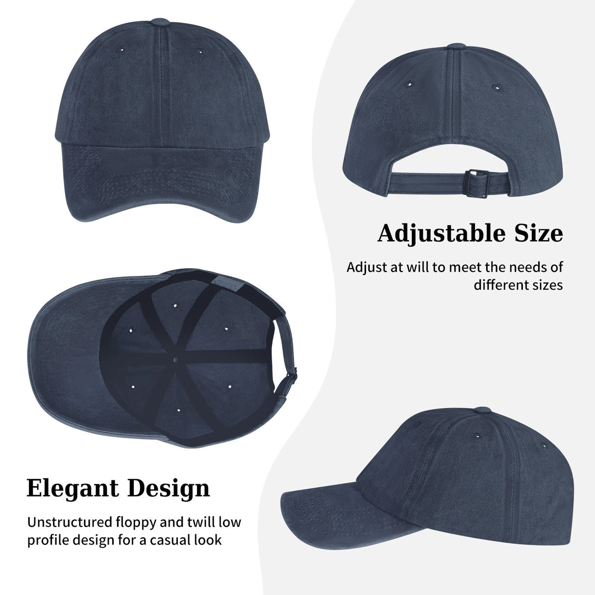 Pack of 3 Adjustable Cotton Casual Baseball Caps
