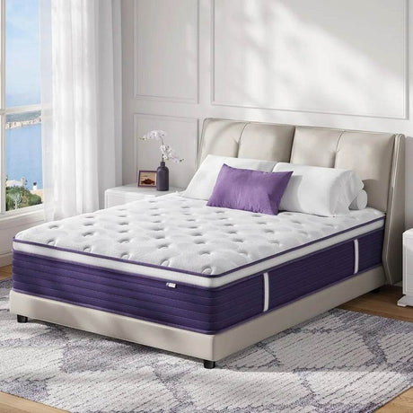 Lavender Gel Memory Foam Hybrid Mattress with Pocket Springs and Easy-Handle Design for Superior Motion Isolation and Cooling Comfort - Sleep Galleria