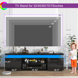 Modern 66-Inch High Gloss LED TV Stand With Power Outlet