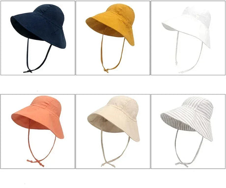 Cotton Linen Baby Kids Summer Sunhat With Wide Brim - Omega Lifestyles