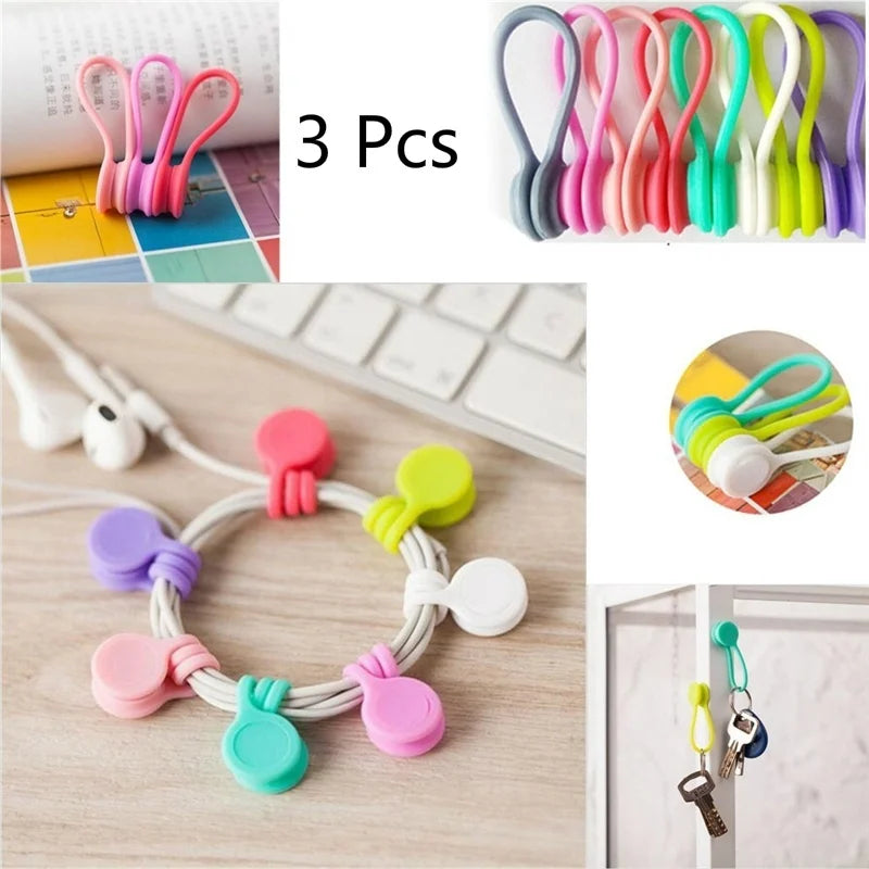 Set of 6 Silicone Reusable Cable Twist Ties Organizer