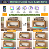 Wooden Farmhouse Console Table With 6000-Color Lighting