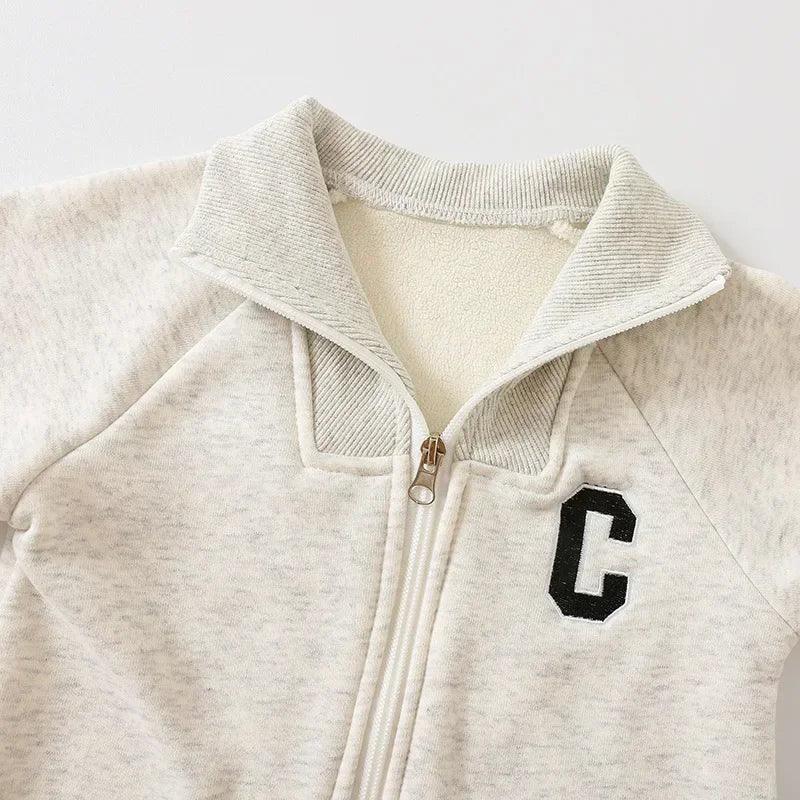 Baby Winter Thick Cotton Knit Zippered Romper - Omega Lifestyles