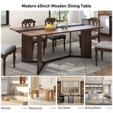 Large Rectangular Wood Top Modern Dining Table With Metal Legs