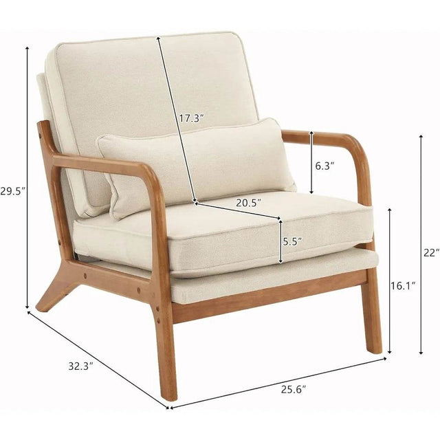 Mid-Century Linen Upholstered Accent Chair - Omega Lifestyles