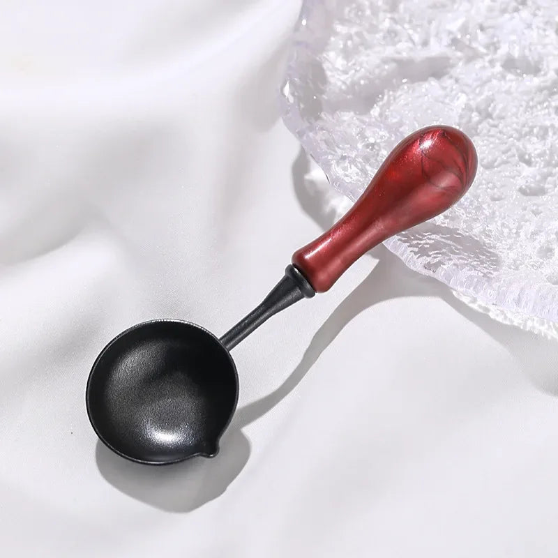 Wood Handle Non-Stick Double Spout Wax Seal Spoon - Omega Lifestyles