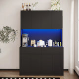 American Country Antique Wood Pantry Cabinet With LED Lights