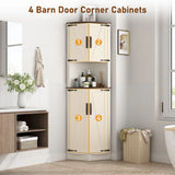 67.5-Inch Farmhouse Corner Cabinet With Adjustable Shelves