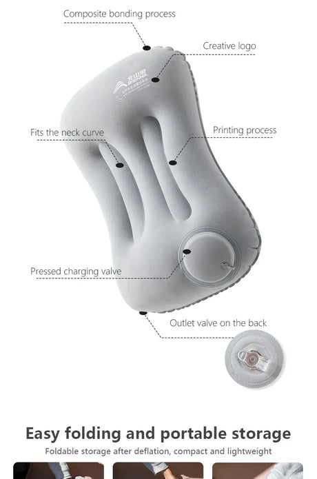 Inflatable Portable Camping Pillow With Built-In Pump - Omega Lifestyles