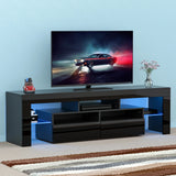Modern RGB LED Wooden TV Stand With Storage Drawers