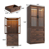 75-Inch Farmhouse LED 2-Door Armoire Wardrobe Closet