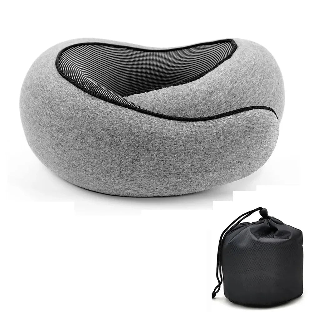 Memory Foam Travel Neck Pillow Adjustable U-Shape Support - Omega Lifestyles