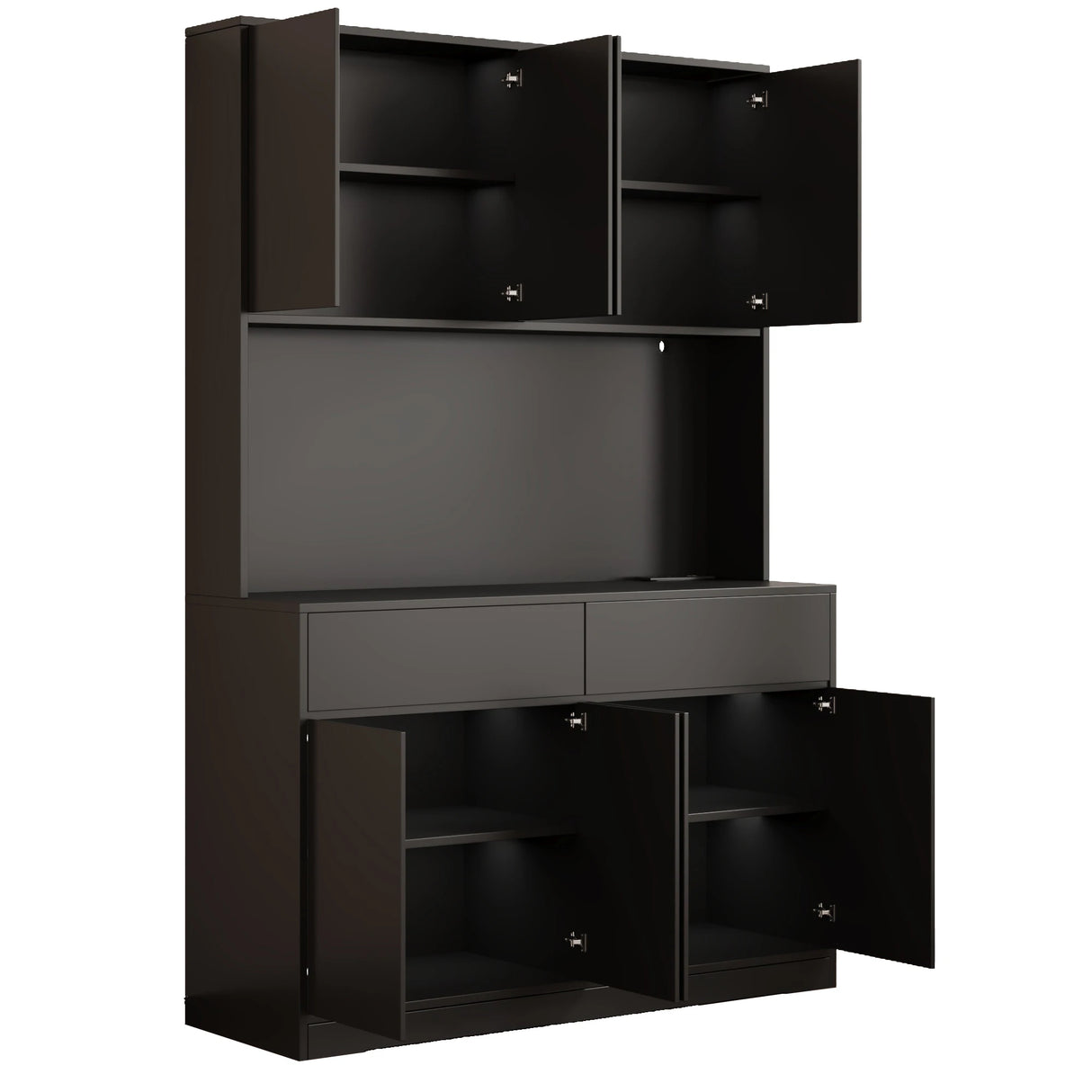 American Country Antique Wood Pantry Cabinet With LED Lights