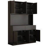 American Country Antique Wood Pantry Cabinet With LED Lights