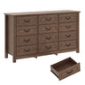 Rustic Wooden 12-Drawer Large Bedroom Dresser Chest