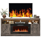 Farmhouse Rustic Fireplace TV Stand With LED Light