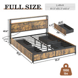 Queen LED Platform Bed Frame With Storage Drawers and USB Charging