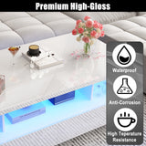 43-Inch Modern LED High Gloss Coffee Table With Storage Drawers