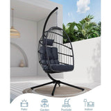 Ergonomic Wicker Hanging Egg Chair with Cushion - Omega Lifestyles