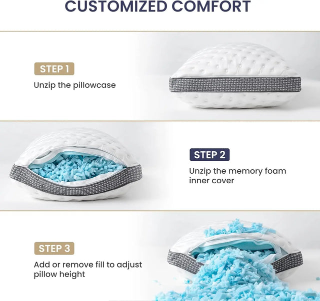 Queen Medium Firm Cooling Gel Memory Foam Bed Pillow