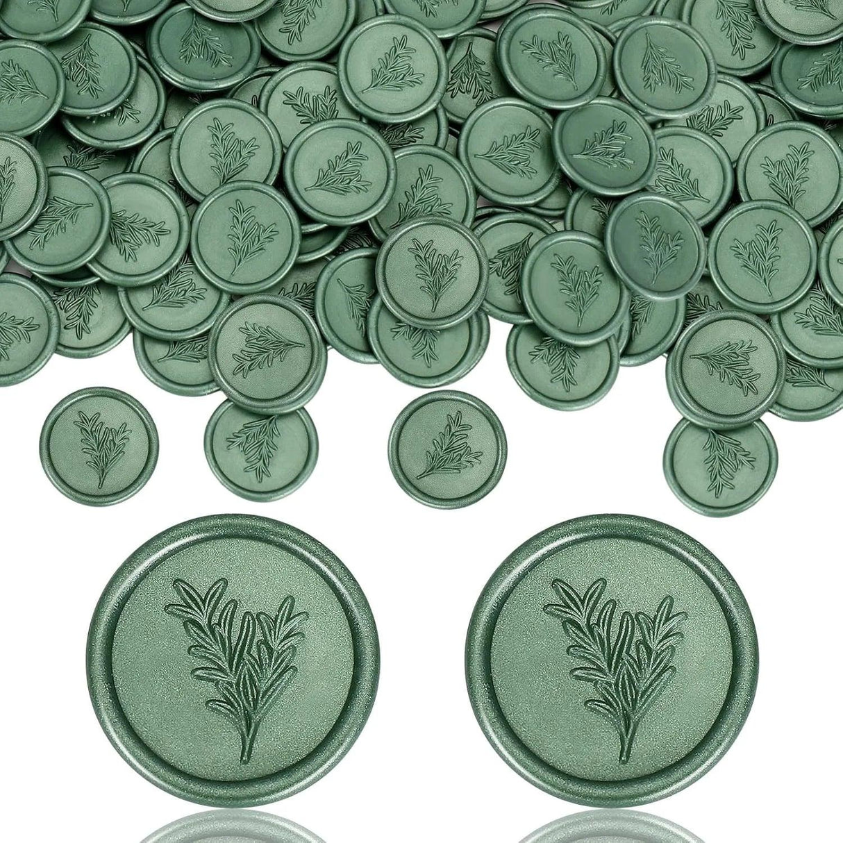 Set Of 50 Rosemary Green Envelope Wax Seal Stickers - Omega Lifestyles