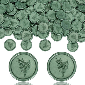 Set Of 50 Rosemary Green Envelope Wax Seal Stickers - Omega Lifestyles