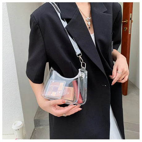 Clear PVC Small Zipper Shoulder Bag For Women - Omega Lifestyles