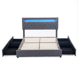 Queen LED Storage Bed Frame With Adjustable Headboard
