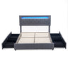 Queen LED Storage Bed Frame With Adjustable Headboard