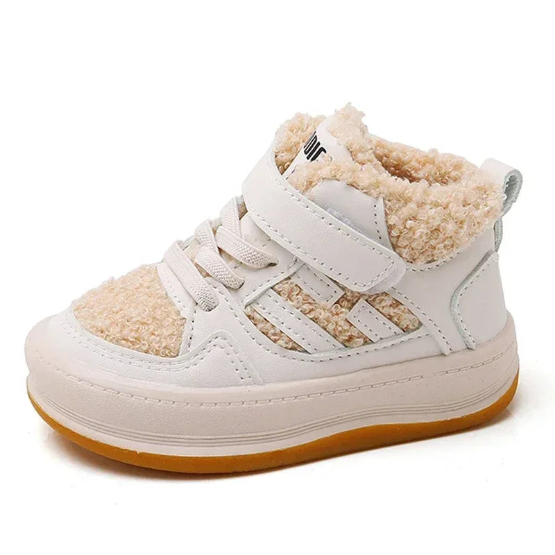 Children Plush Anti-Skid Cotton Leather Winter Sneakers - Omega Lifestyles