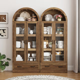 75-Inch Arched Farmhouse Wood Kitchen Pantry Cabinet