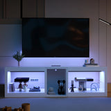 Modern 63-Inch Adjustable LED TV Stand With Storage Shelves