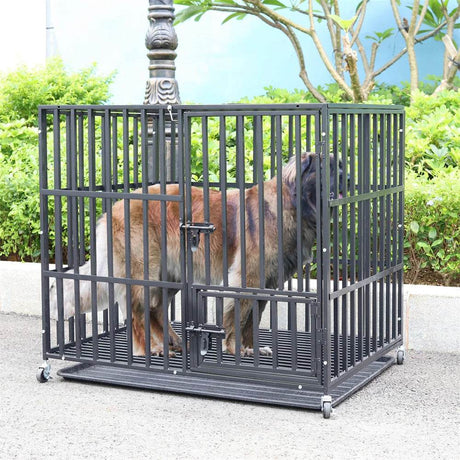Heavy Duty Chew-Resistant Iron Dog Crate With Wheels - Omega Lifestyles