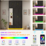 Modern 3-Door Engineered Wood Wardrobe With LED Lights