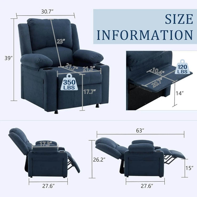 Power Recliner Chair Upholstered Heated Massage - Omega Lifestyles