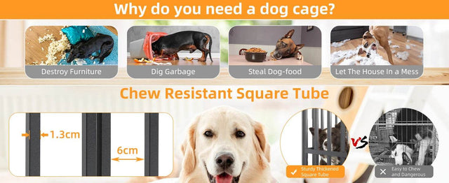 Heavy Duty Chew-Resistant Iron Dog Crate With Wheels - Omega Lifestyles