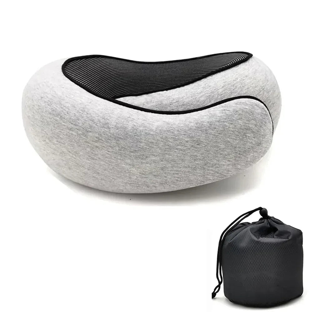 Memory Foam Travel Neck Pillow Adjustable U-Shape Support - Omega Lifestyles