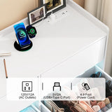 9-Drawer Wooden Dresser With LED Lights And Charging Station