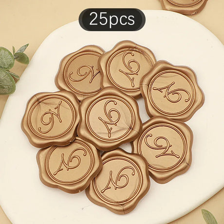 Pack Of 25 Initial Alphabet Adhesive Wax Seal Stickers - Omega Lifestyles