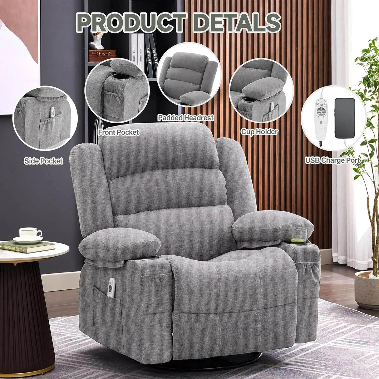 Oversized Rocker Recliner Chair with Heat Massage - Omega Lifestyles