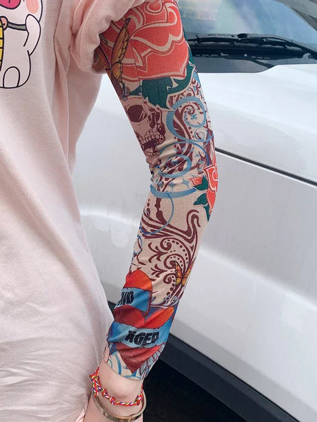 Floral Temporary Tattoo Sleeve With Sun Protection - Omega Lifestyles