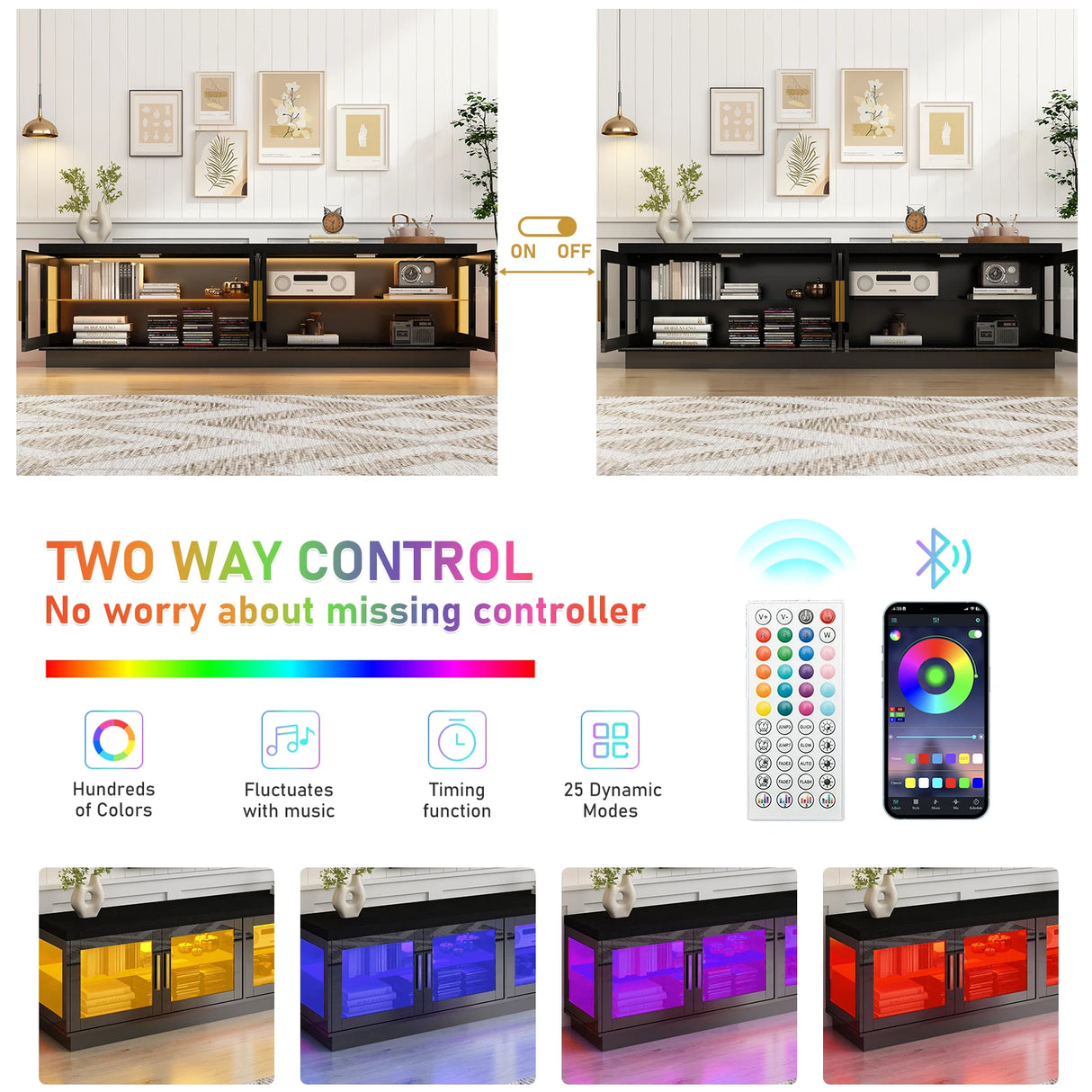 70-Inch Modern LED High Glossy Wooden TV Stand