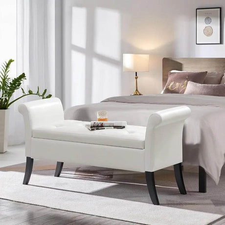 Vintage Faux Leather Storage Bench - Omega Lifestyles