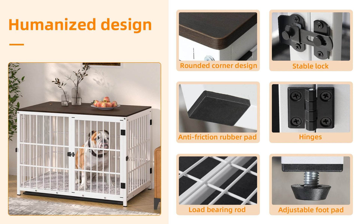 Multifunctional Wooden Dog Crate With Removable Tray - Omega Lifestyles