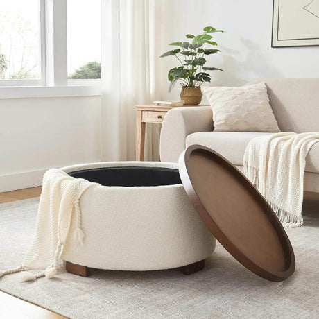 Modern Round Storage Ottoman Coffee Table - Omega Lifestyles