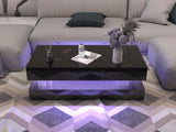 Modern LED High Glossy Wood Coffee Table With Storage