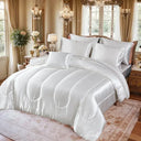 3-Piece Reversible Silky Satin Comforter Bedding Set - Omega Lifestyles