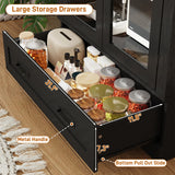 75-Inch Arched Farmhouse Wood Kitchen Pantry Cabinet