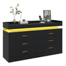 Modern 6 Drawer Wooden Dresser With LED Light